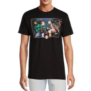 Demon Slayer Short Sleeve Graphic Tee Adult Men’s Black T-Shirt Anime 3XL(54-56)